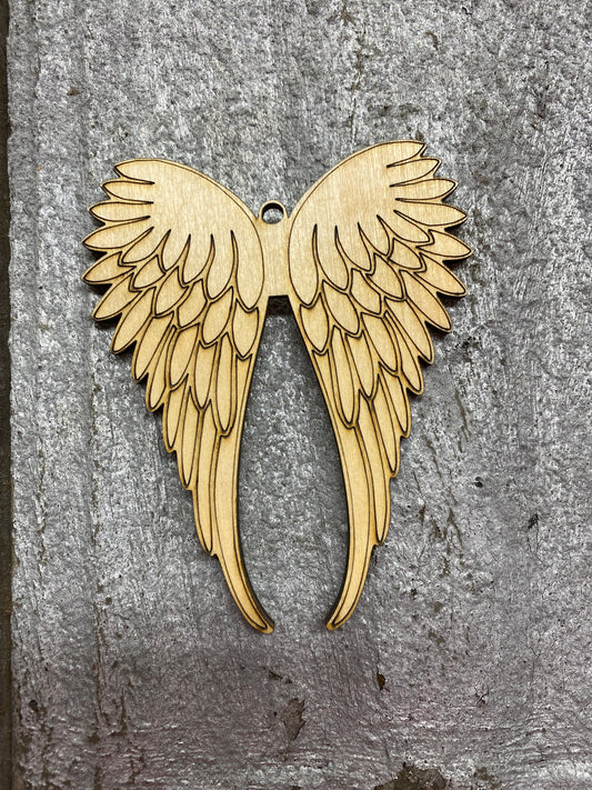 Angel Wings Ornament  Laser Cut / Engraved Wooden Blank Ornament