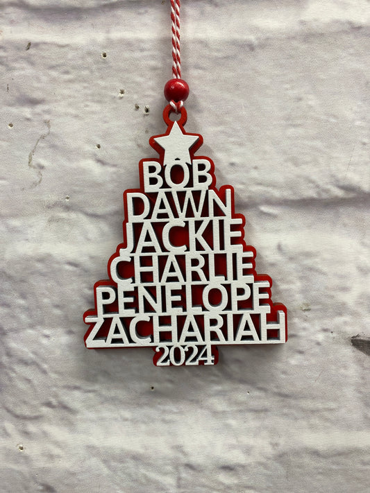 Family Names Christmas Tree Ornament, Gift Tags, Personalized Christmas Holiday Ornaments