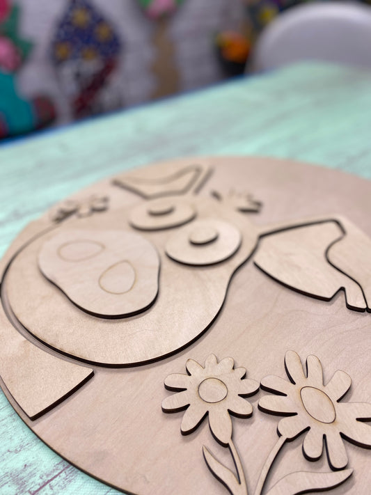 DIY Wooden Pig Door Hanger Kit with Googly Eyes, Layered Laser-Cut Wooden Door Hanger Blank, DIY Kit