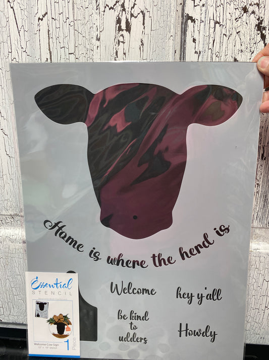 Essential Stencil Welcome Cow Stencil 1 Sheet