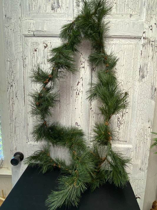 9 Ft x 11" wide long needle pine Greenery garland