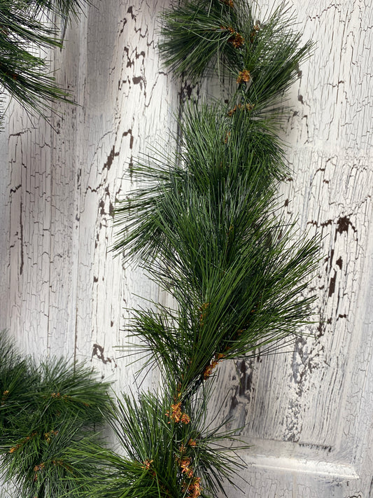 9 Ft x 11" wide long needle pine Greenery garland