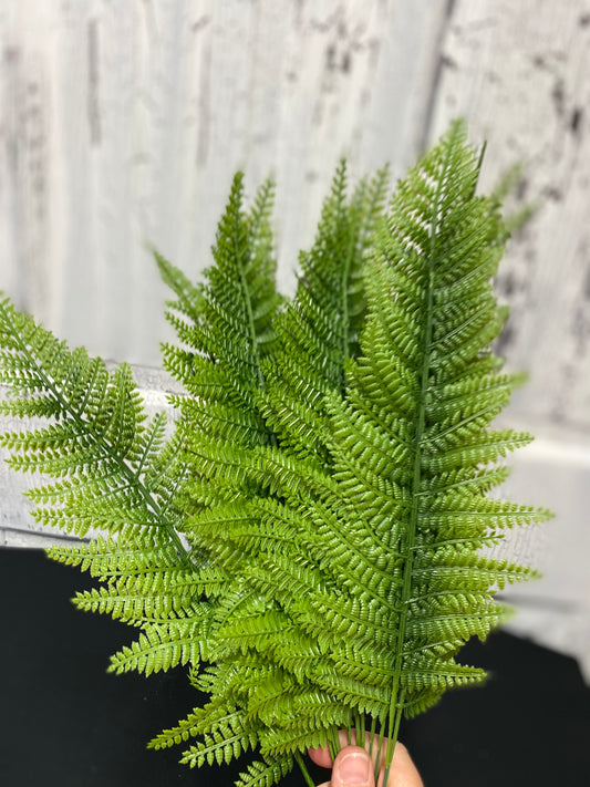 16.5 " Plastic Ruffle Fern  Lot of 12 stems