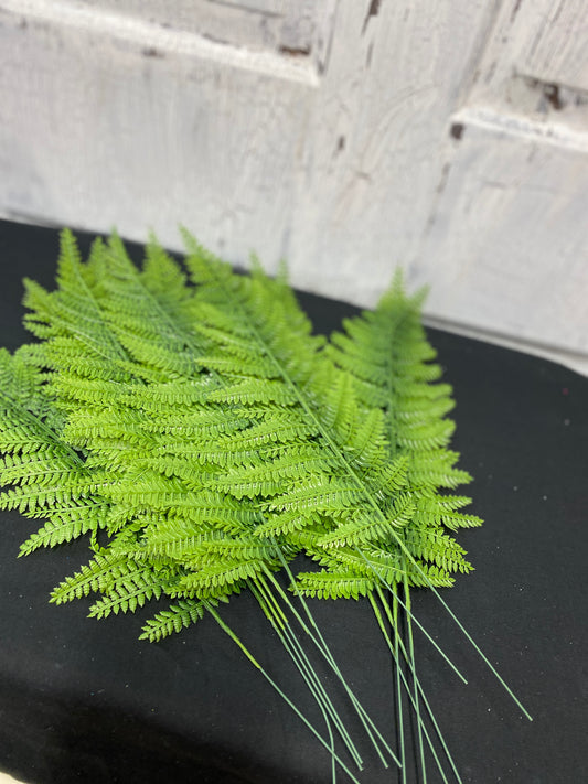 16.5 " Plastic Ruffle Fern  Lot of 12 stems