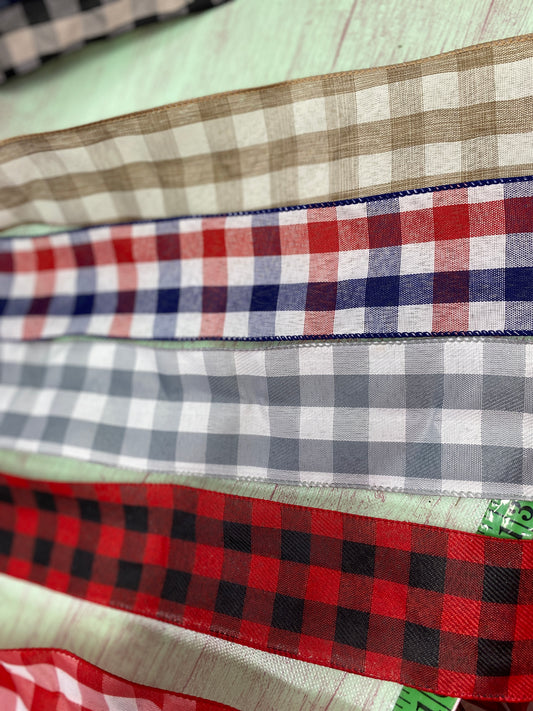 Plaid / Buffalo Plaid  Wired edge ribbon