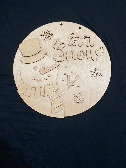 Snowman Let It Snow Door Hanger Kit, Wooden Blank Paint Party Supply