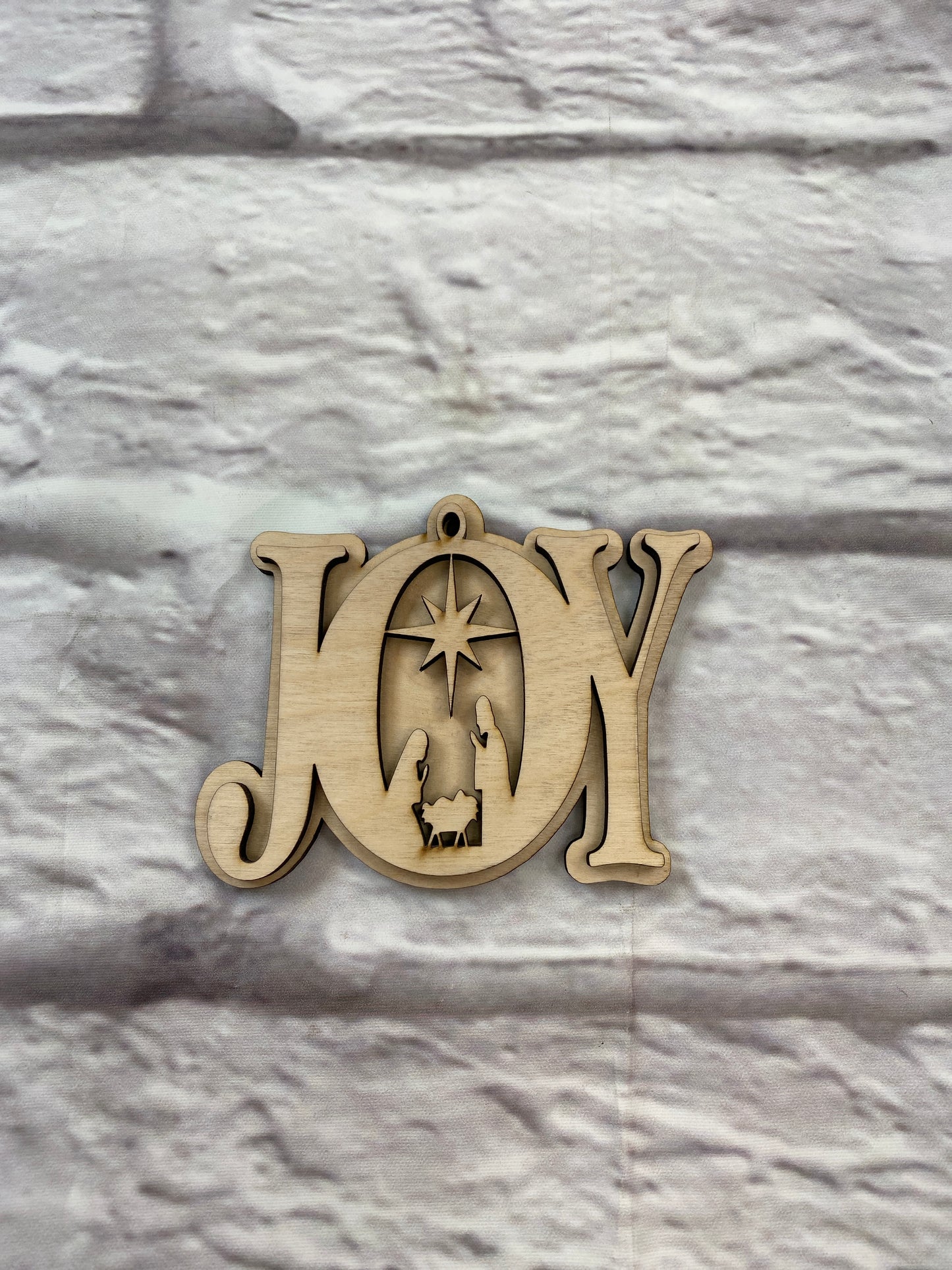 Joy Nativity Scene Christmas Ornaments  Laser Cut / Engraved Wooden Blank Ornament