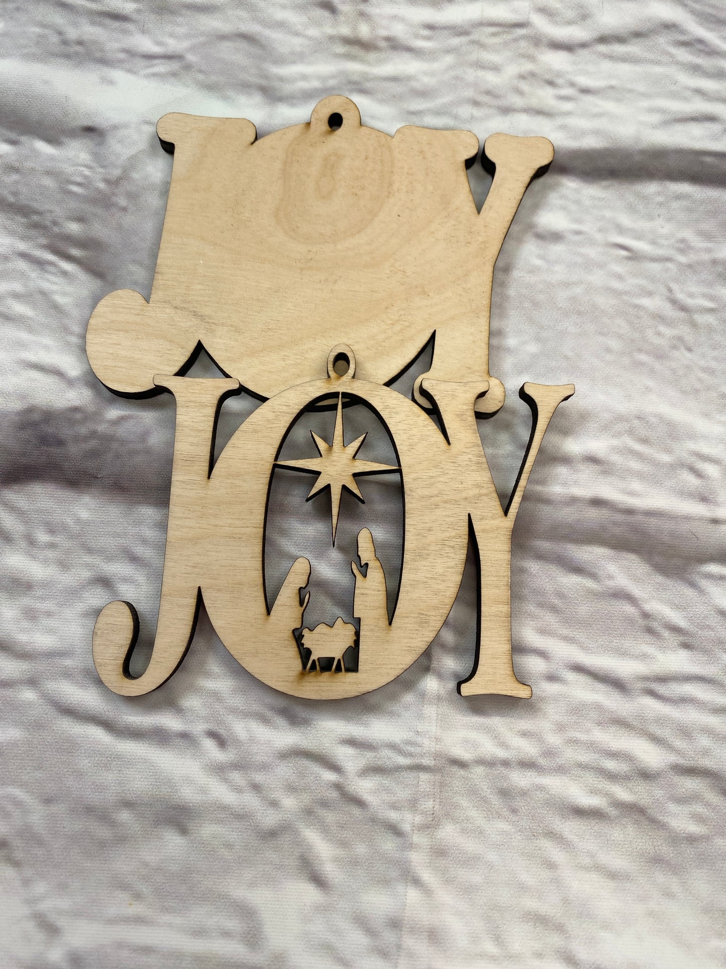 Joy Nativity Scene Christmas Ornaments  Laser Cut / Engraved Wooden Blank Ornament