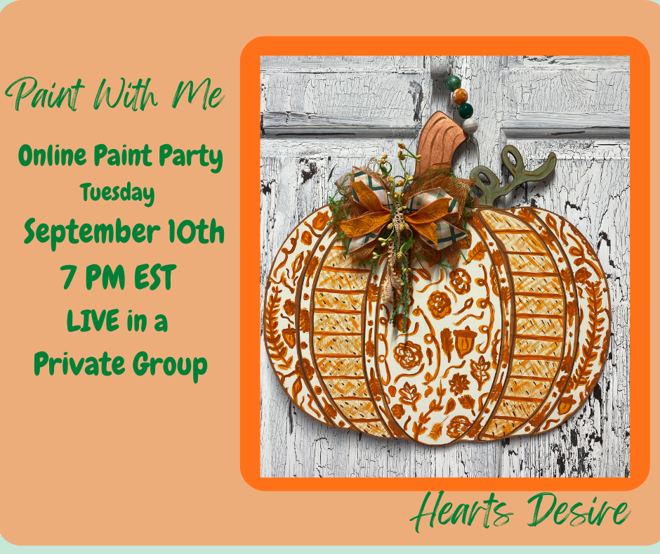 Pumpkin Fall Chinoiserie Paint With Me Online Paint Party / Virtual Workshop