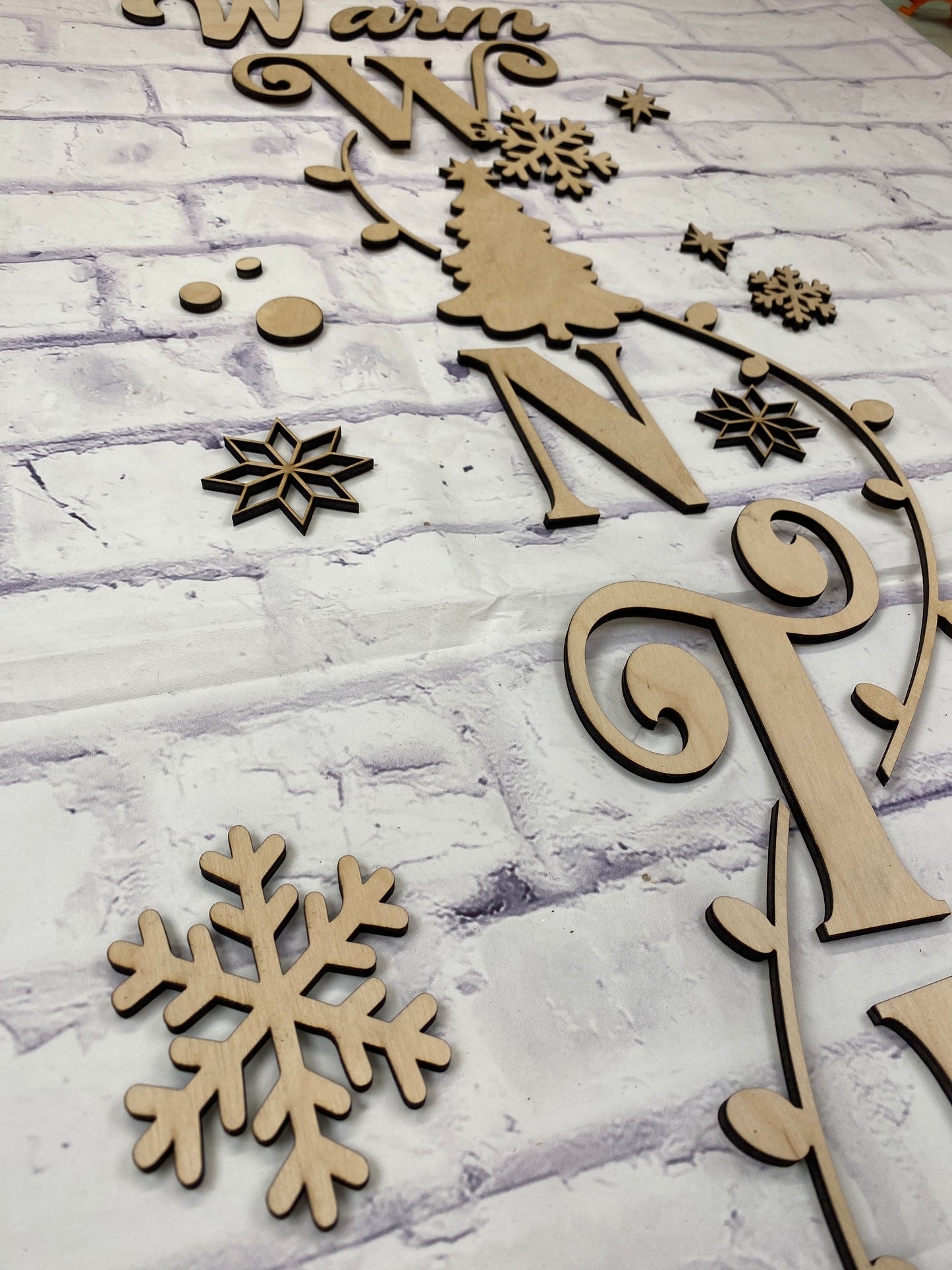 Warm Winter Wishes Winter DIY Porch Leaner Kit -  3D Cutout Pieces