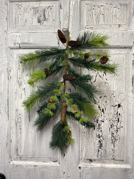 26" PVC Pine Teardrop w / Pine Cones