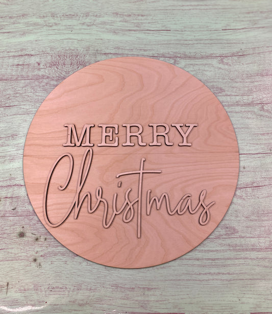 Merry ChrisTmas Door Hanger Laser Cut Blank for DIY Project