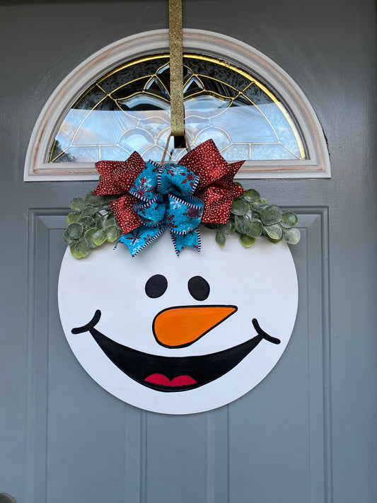 Snowman Face Door Hanger Laser Cut Blank for DIY Project