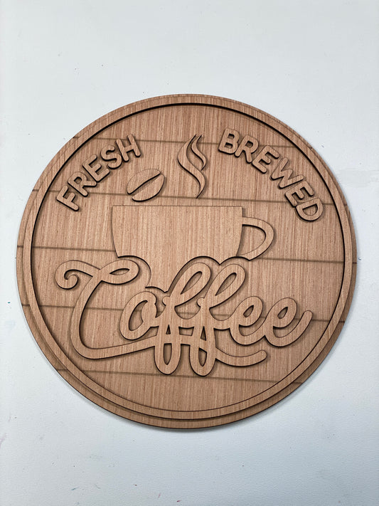 Freshed Brewed Coffee Door Hanger Laser Cut Blank for DIY Project