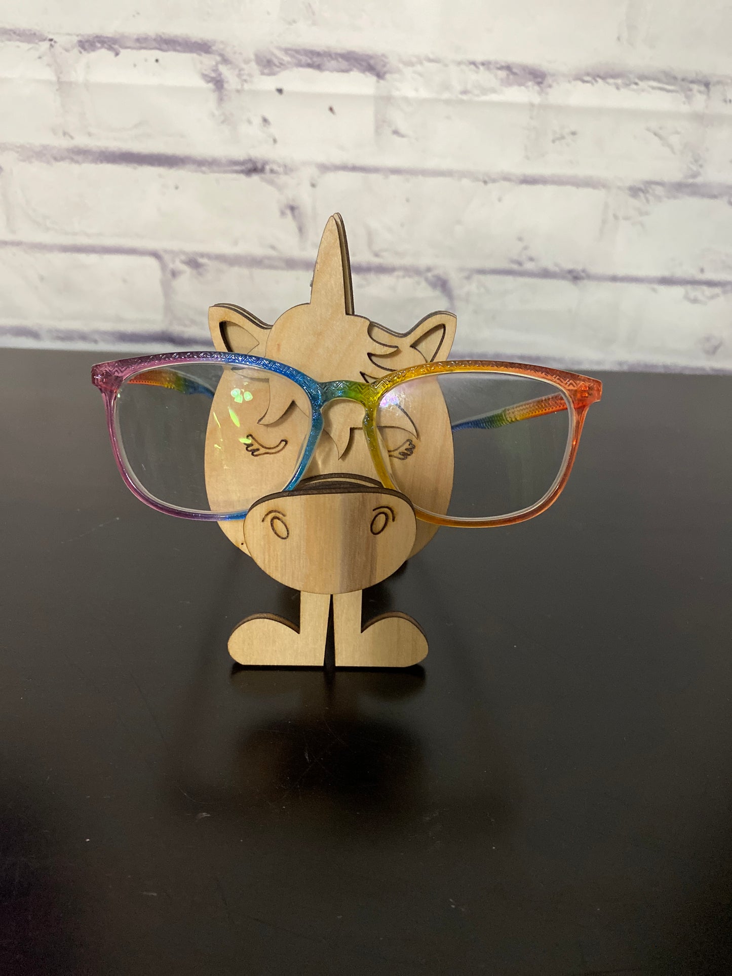 Eyeglass Holder, Unicorn, Hedgehog, Pig, Dino Eyeglass Stand Laser Cut /  Engraved Wooden Blank