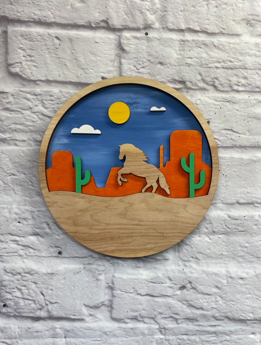 Horse at Sunset Door Hanger / wall Decor Laser Cut Blank for DIY Project